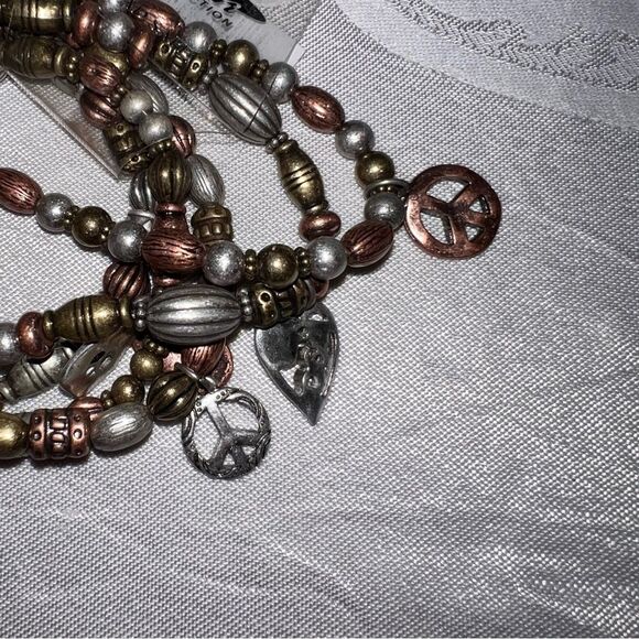 New Icon Collection Peace Bracelets Doves Peace Signs Stretch Multi Metallic - Picture 7 of 8
